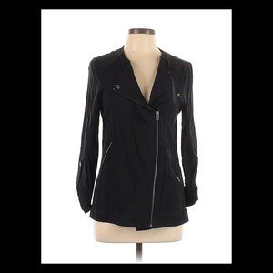 Warehouse Womens Black Roll Tab Long Sleeve Zip Lightweight Jacket UK Size 14